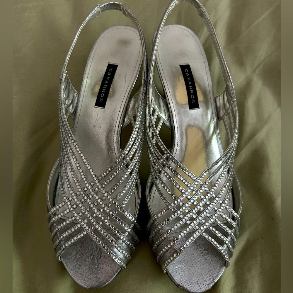 Caparros Metallic Strappy Slingback Heels